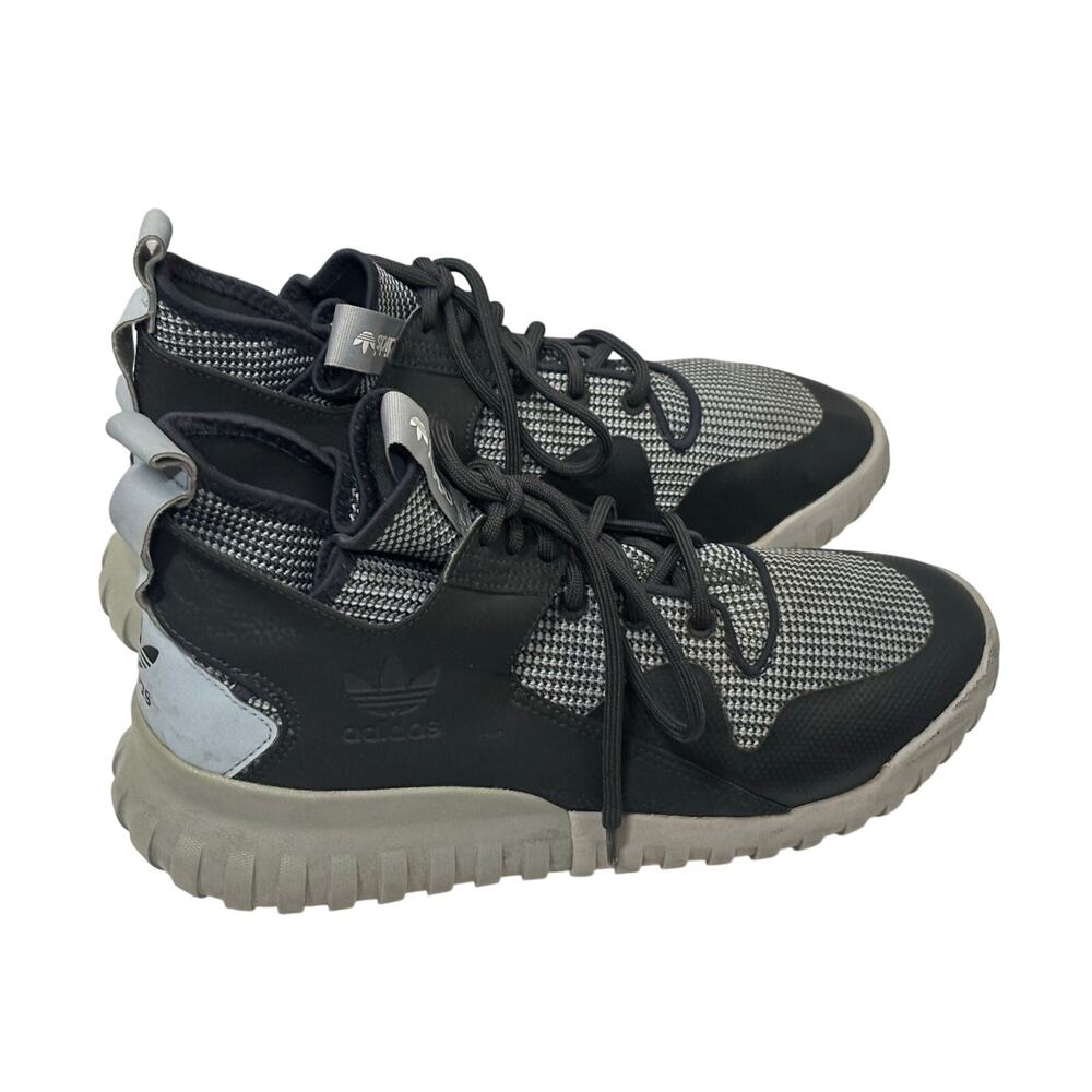 Adidas Tubular X Mens 9.5 Black Gray Knit Mid Top Athleisure Sneakers